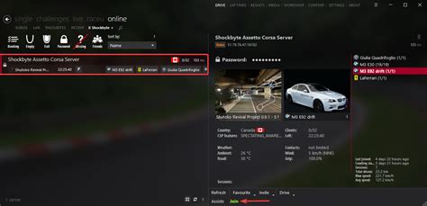 Interfaccia Content Manager Assetto Corsa