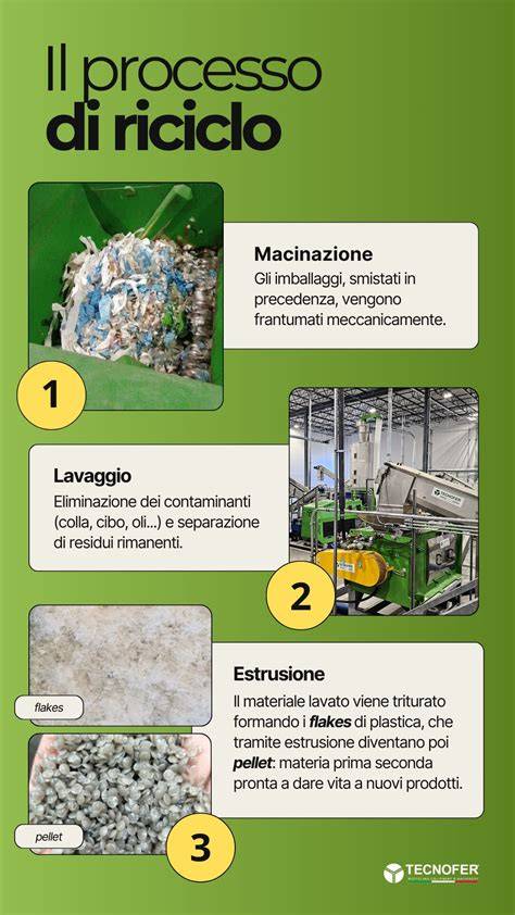 Infografica sul processo di riciclo dei materiali più comuni