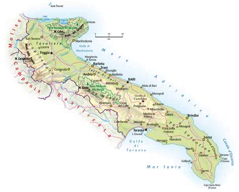 Mappa stilizzata della Puglia con indicazione dei centri di innovazione agricola