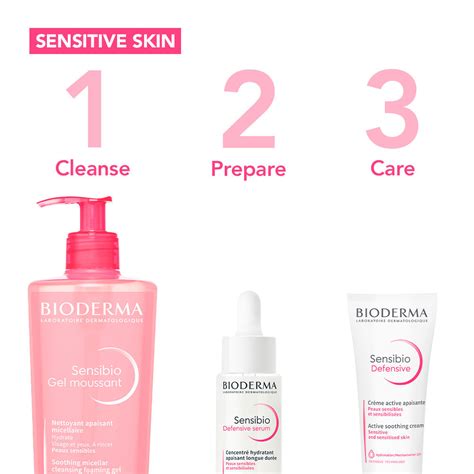 Immagine che mostra diversi prodotti della linea Bioderma Sensibio