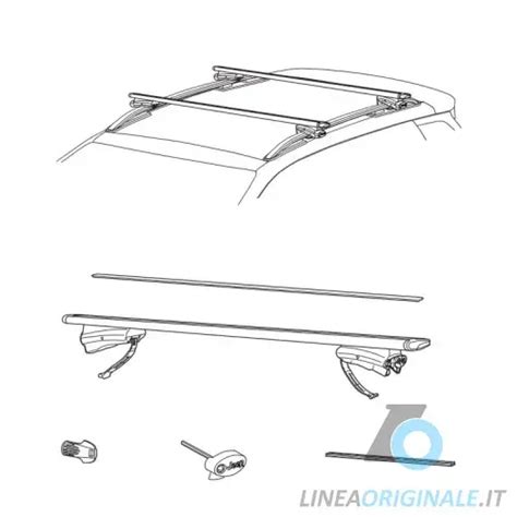 Diagramma che illustra barre portatutto trasversali e longitudinali
