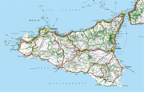 Mappa della Sicilia con focus su Canicattì e dintorni