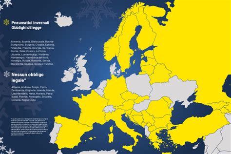Mappa interattiva delle normative sui pneumatici invernali in Europa