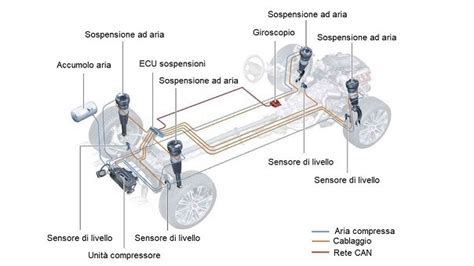 Illustrazione tecnica di un sistema di sospensioni sportive regolabili
