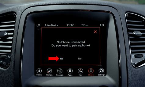Smartphone connected to Uconnect