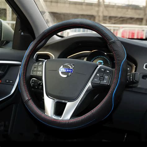 Volvo V40 interior with a custom steering wheel cover