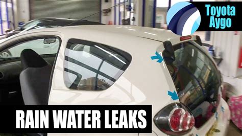 Toyota Aygo rear water leak symptoms infographic
