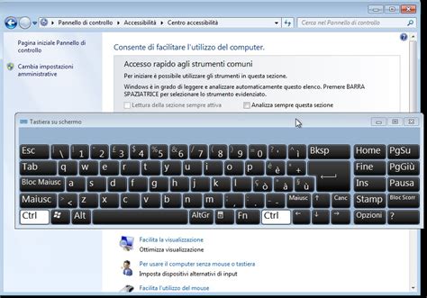 Illustrazione di una tastiera virtuale su uno schermo Windows