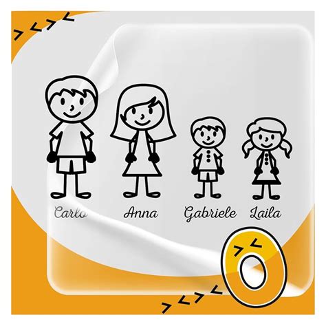 Adesivi famiglia personalizzati su un'auto