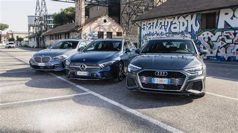 Confronto design Audi A3 Sportback, BMW Serie 1, Mercedes Classe A