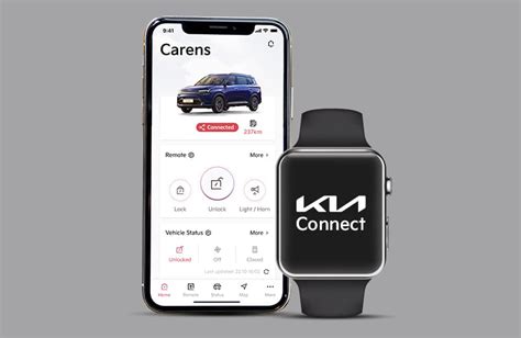 Smartphone con logo App Kia e interfaccia utente