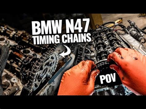 Motore BMW N47 con evidenziata la catena di distribuzione