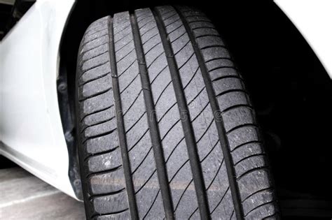 Close-up of a tire tread pattern