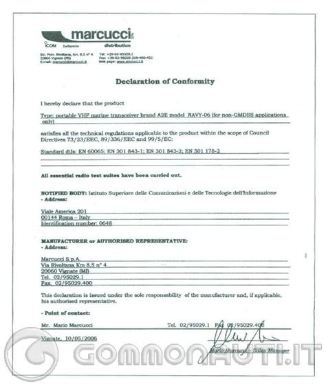 Documento di omologazione