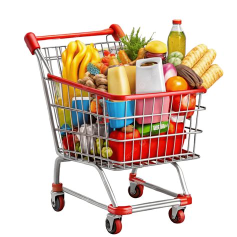 Carrello della spesa con prodotti alimentari