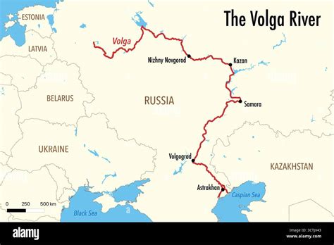 Map showing Togliatti, Russia, and the Volga River