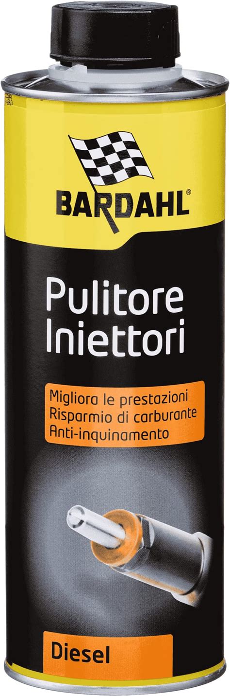 Flacone di pulitore iniettori Bardahl e motore stilizzato