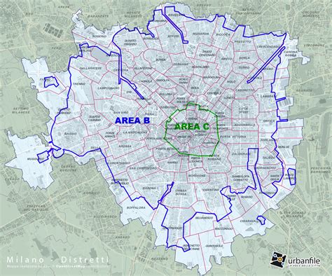 Mappa schematica delle aree urbane con le diverse zone a traffico limitato e le relative restrizioni