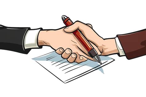 Primo piano di due persone che firmano un contratto, con una penna in mano