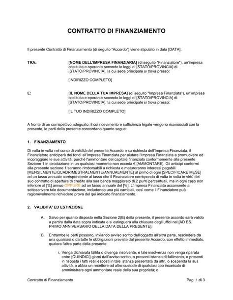 Esempio di contratto di finanziamento auto