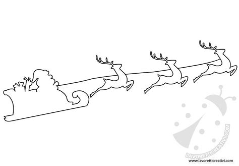 disegno stilizzato di una slitta di Babbo Natale con renne in volo