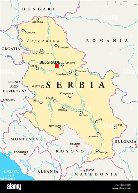 Mappa della Serbia con la posizione della fabbrica Tigar Tyres