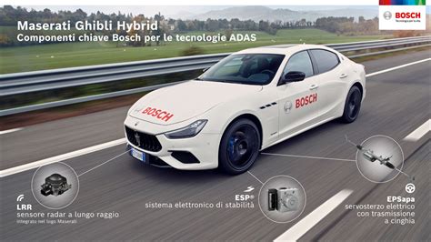 Rappresentazione grafica delle funzioni ADAS della Maserati Ghibli Hybrid