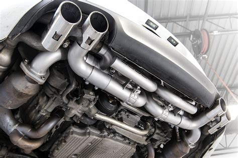 Engine with aftermarket exhaust installed
