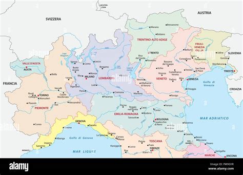 Mappa del nord Italia con evidenziati Lombardia e le province menzionate