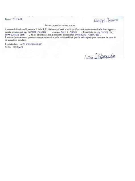 Processo di autenticazione firma