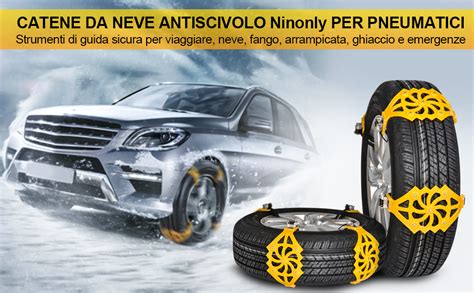 SUV su strada innevata con catene da neve