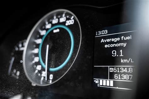 Car Dashboard with Fuel Consumption Display