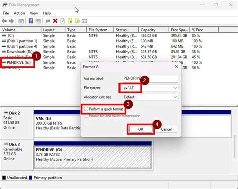 Finestra di formattazione di un'unità in Windows