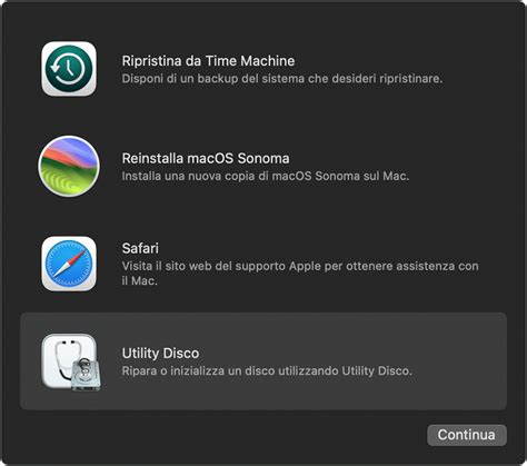 Interfaccia di Utility Disco su macOS
