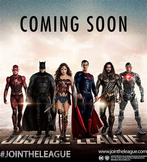 Manifesto promozionale di Justice League con i personaggi principali