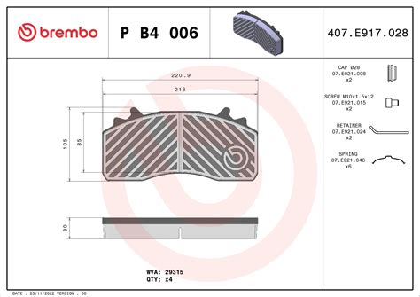 Disegno tecnico pastiglia freno