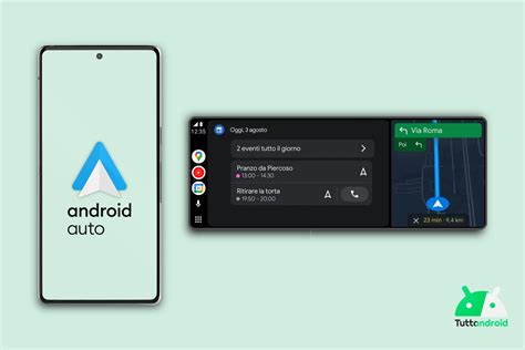 Icona di Android Auto su uno smartphone e su uno schermo di infotainment
