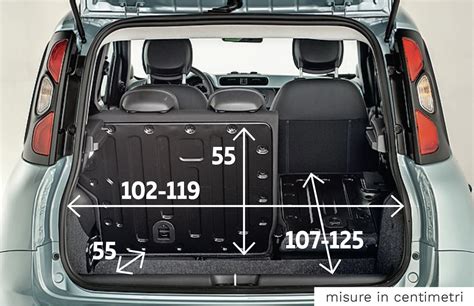 Schema interni Fiat Panda con capacità bagagliaio