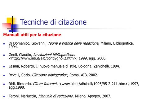 Esempio di diversi stili di citazione bibliografica