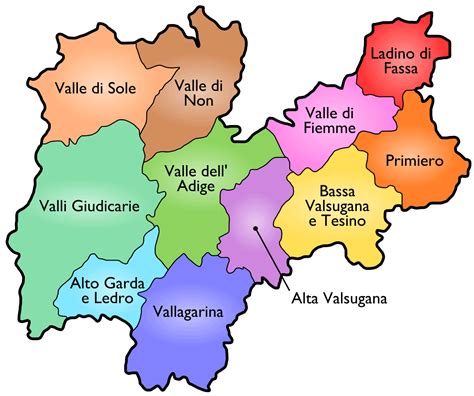 Mappa dell'Italia con la provincia di Trento evidenziata