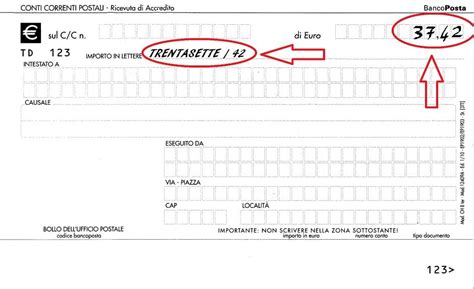 Esempio di bollettino postale compilato correttamente