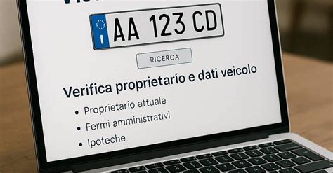 Schermata di un servizio online per la visura targa