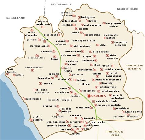 Mappa della provincia di Caserta con punti di interesse
