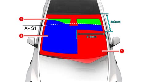 Schema di un parabrezza riscaldato con filamenti interni visibili
