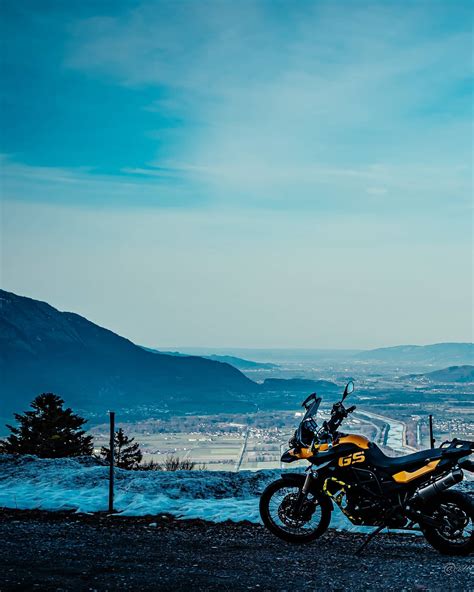 BMW GS motorcycle on a mountain road