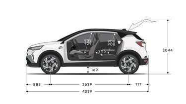Profilo laterale della Renault Captur con enfasi sulle dimensioni compatte