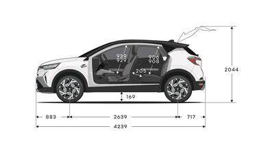 Schema che illustra la modularità del bagagliaio Renault Captur con panchetta scorrevole