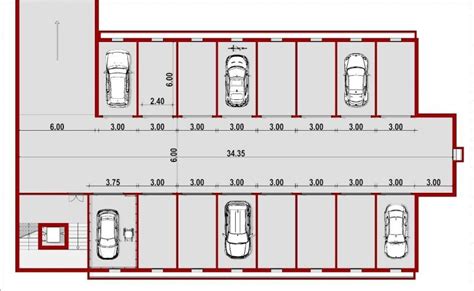 Schema tecnico delle dimensioni di un posto auto standard e per disabili