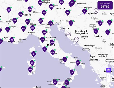 Mappa delle colonnine di ricarica Enel X in Italia