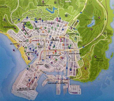 Mappa di Los Santos con punti di interesse per veicoli rari